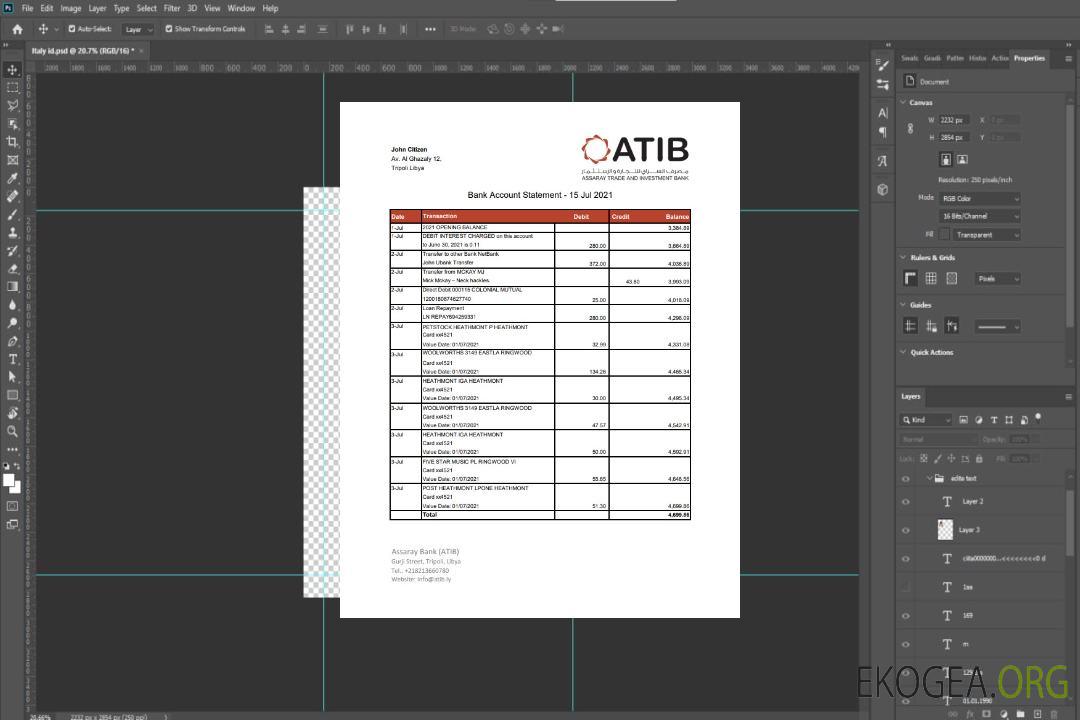Modèle de relevé de la Libye Assaray Bank (ATIB) facile à remplir au format Excel et PDF template